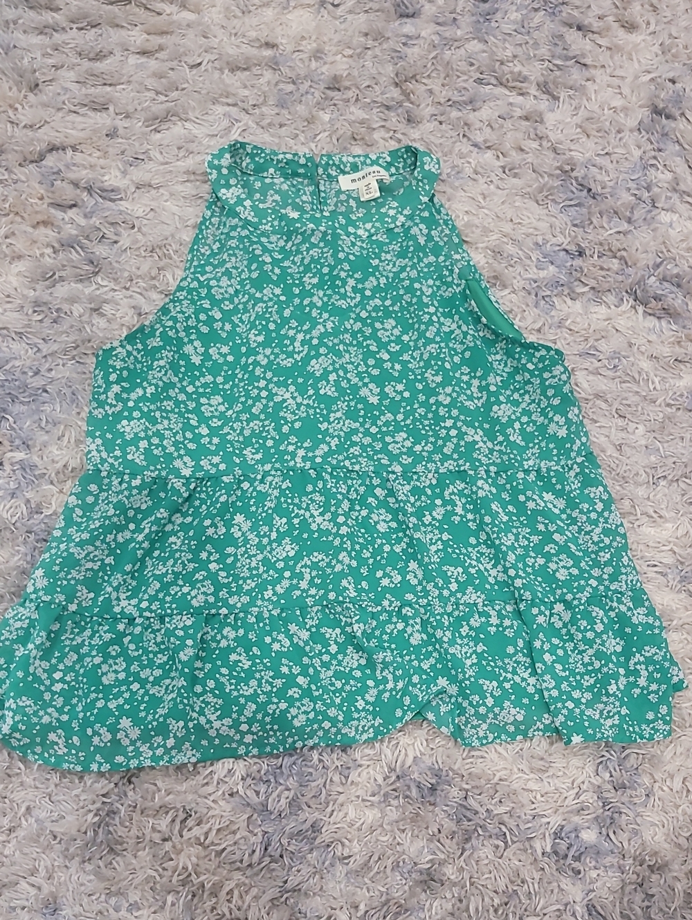 5 For $ 25 Monteau teal green floral sleeveless peplum camisole